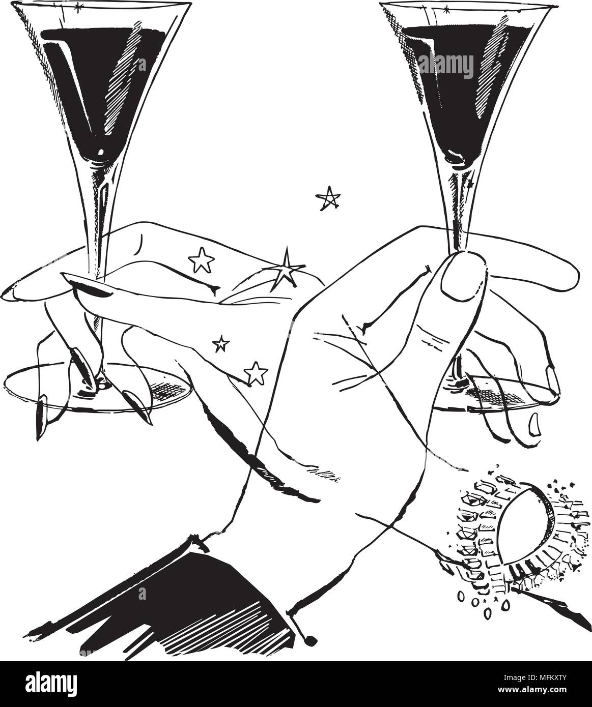 Let's Have A Toast - Retro Clipart Illustration Stock Vector Image