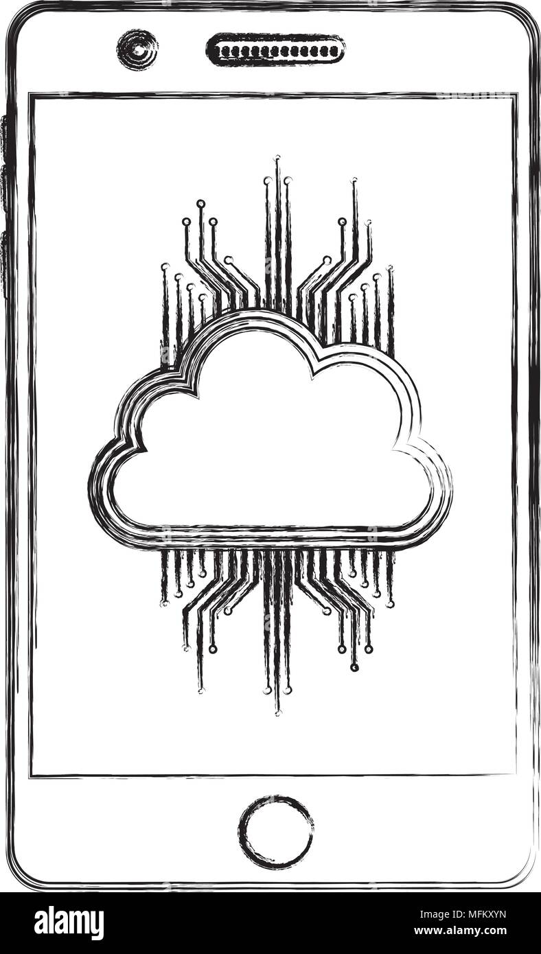 smartphone cloud computing storage data circuit Stock Vector