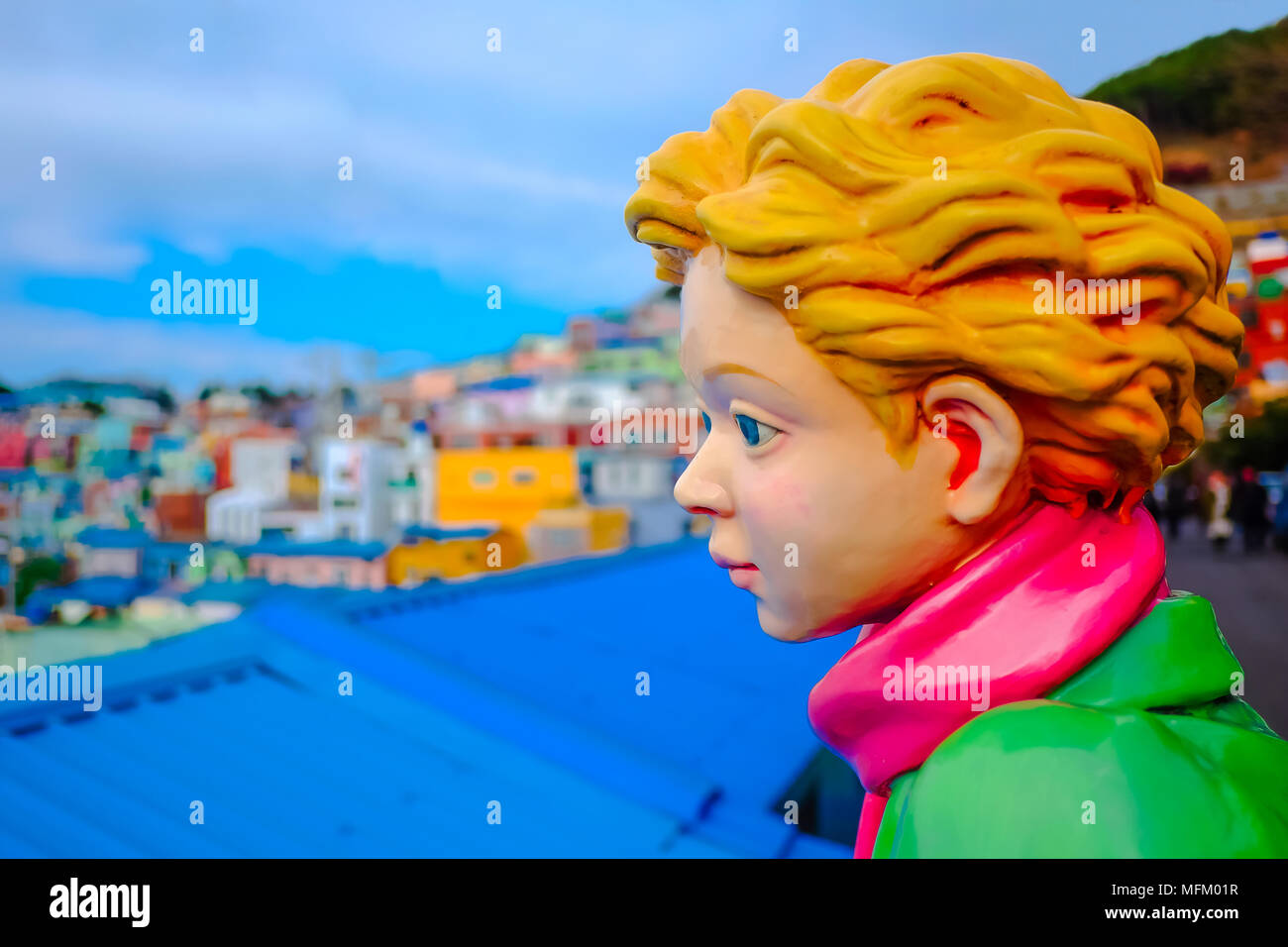 Gamcheon Culture Village In Busan South Korea Colorful Statue Of