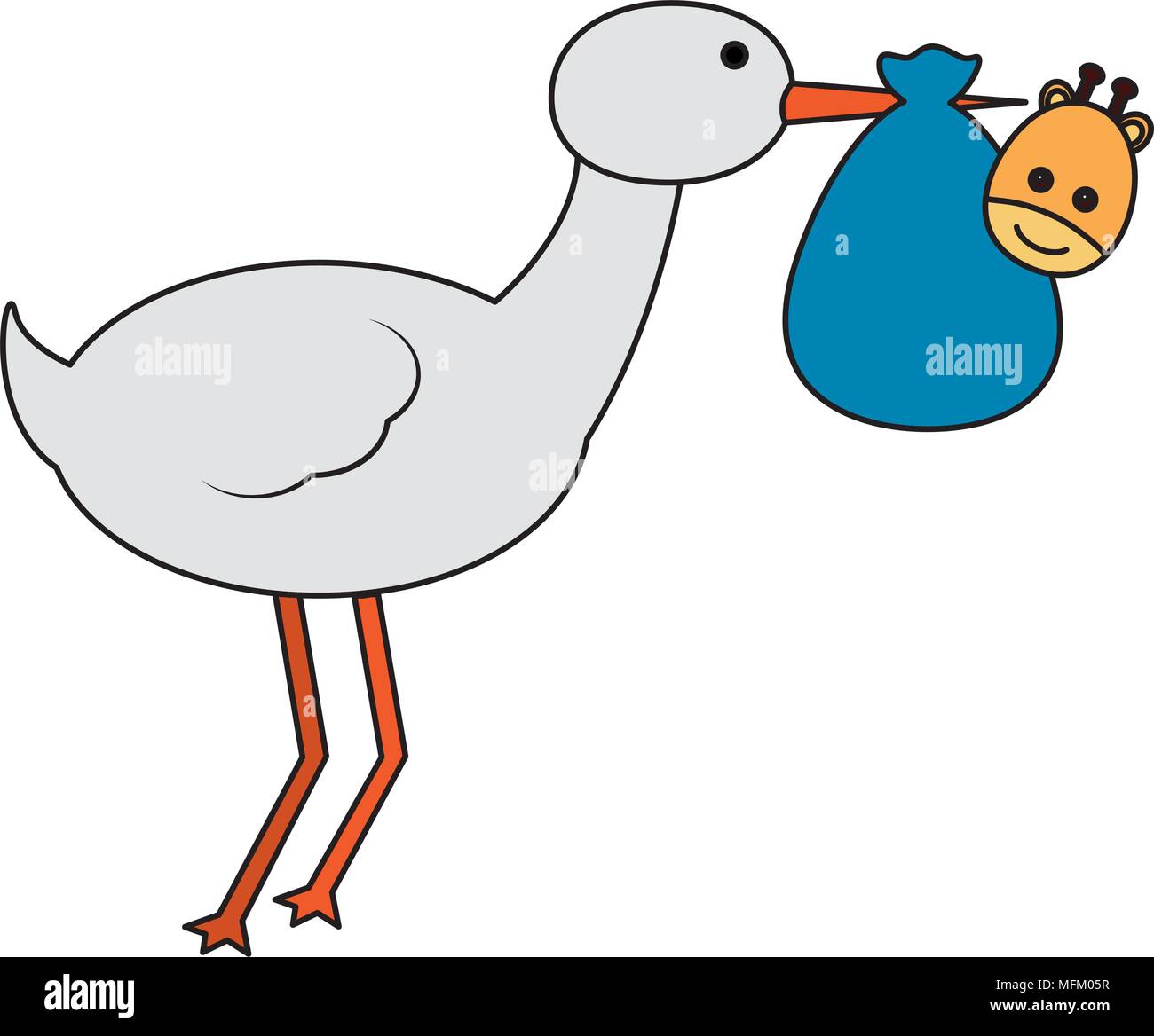 cute stork flying with giraffe baby Stock Vector Image & Art - Alamy