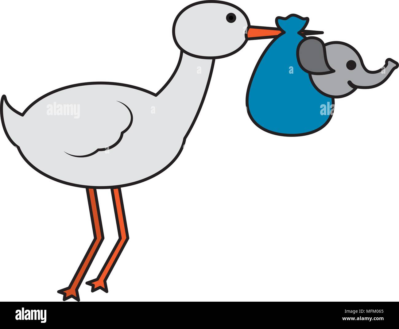 cute stork flying with elephant baby Stock Vector Image & Art - Alamy