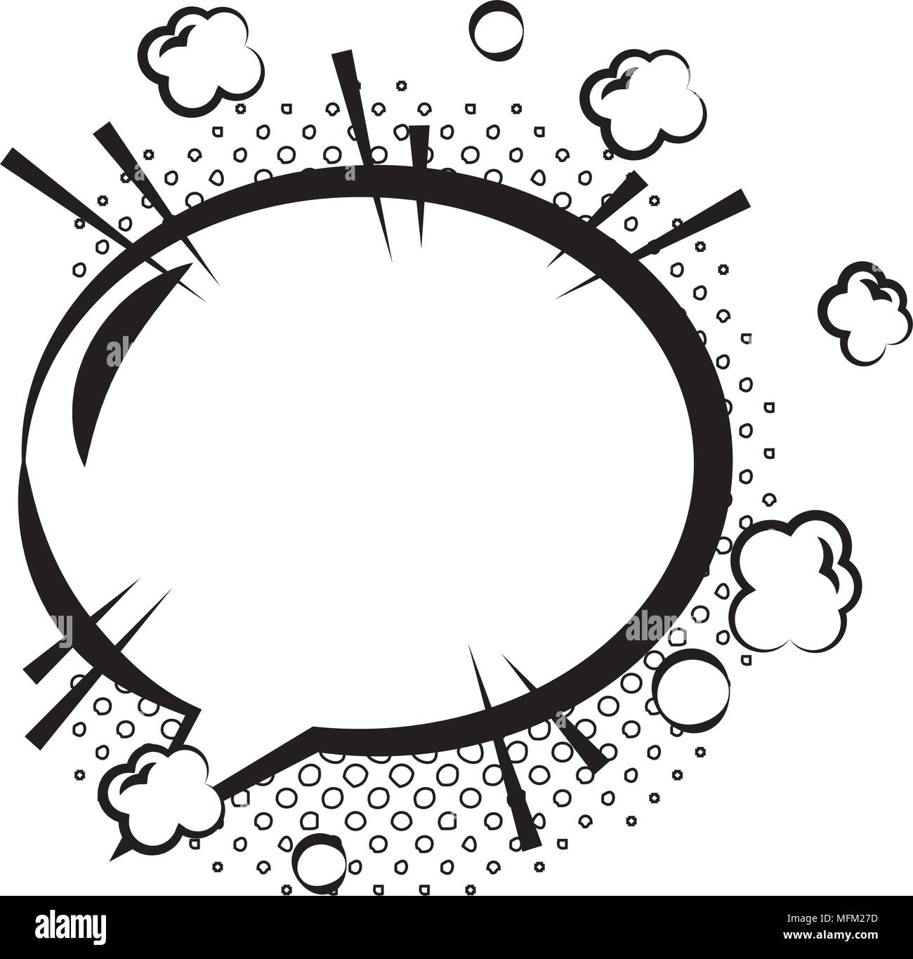 comic empty speech bubble on halftone dots background in pop art style ...