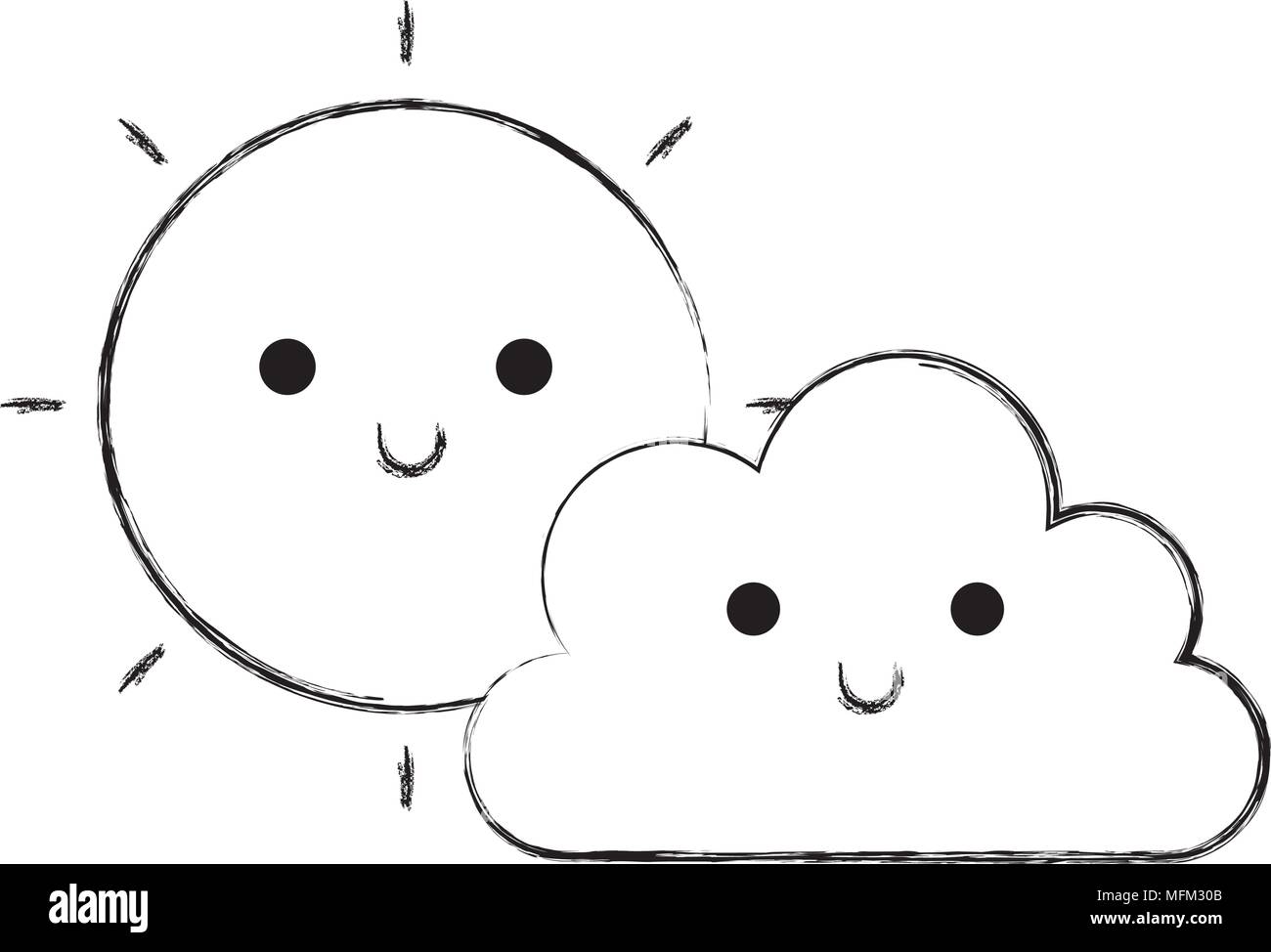 cute kawaii cloud and sun characters Stock Vector Image & Art - Alamy