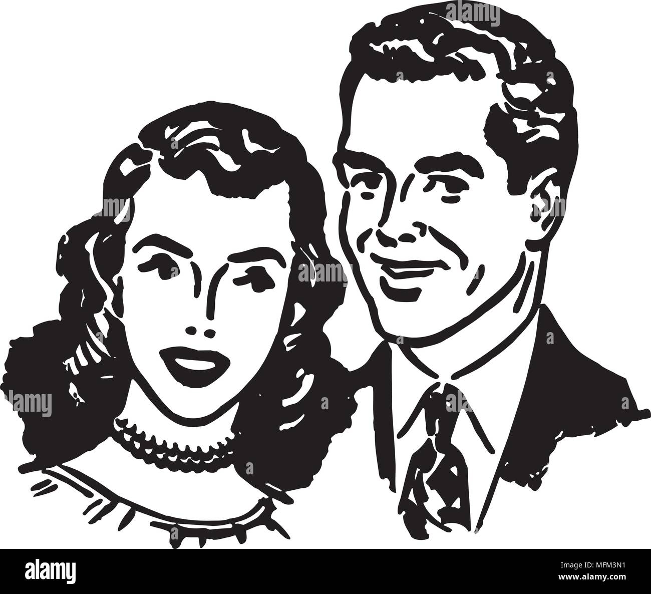 Lovely Couple - Retro Clipart Illustration Stock Vector