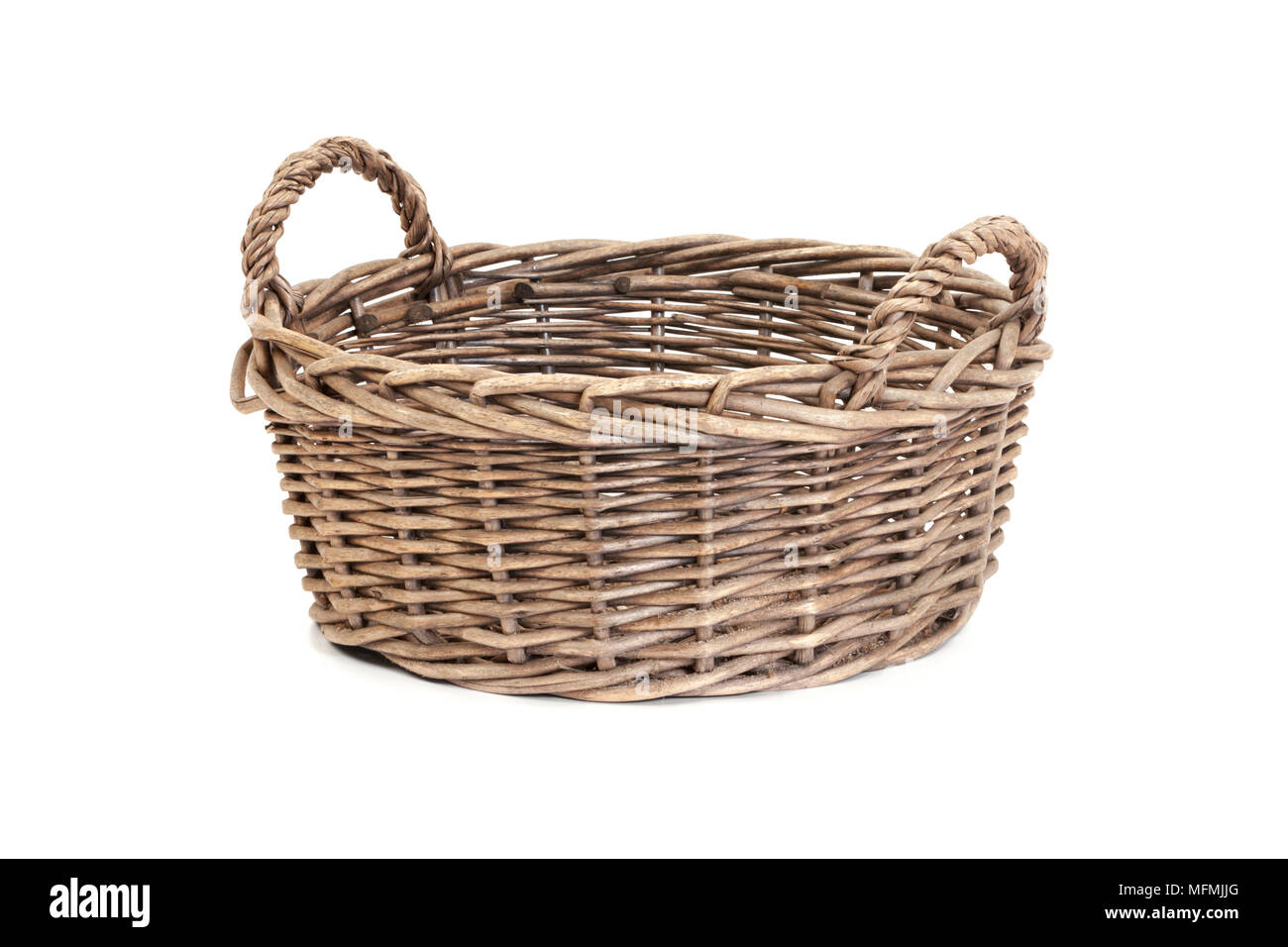 Wicker basket isolated on whiote background Stock Photo