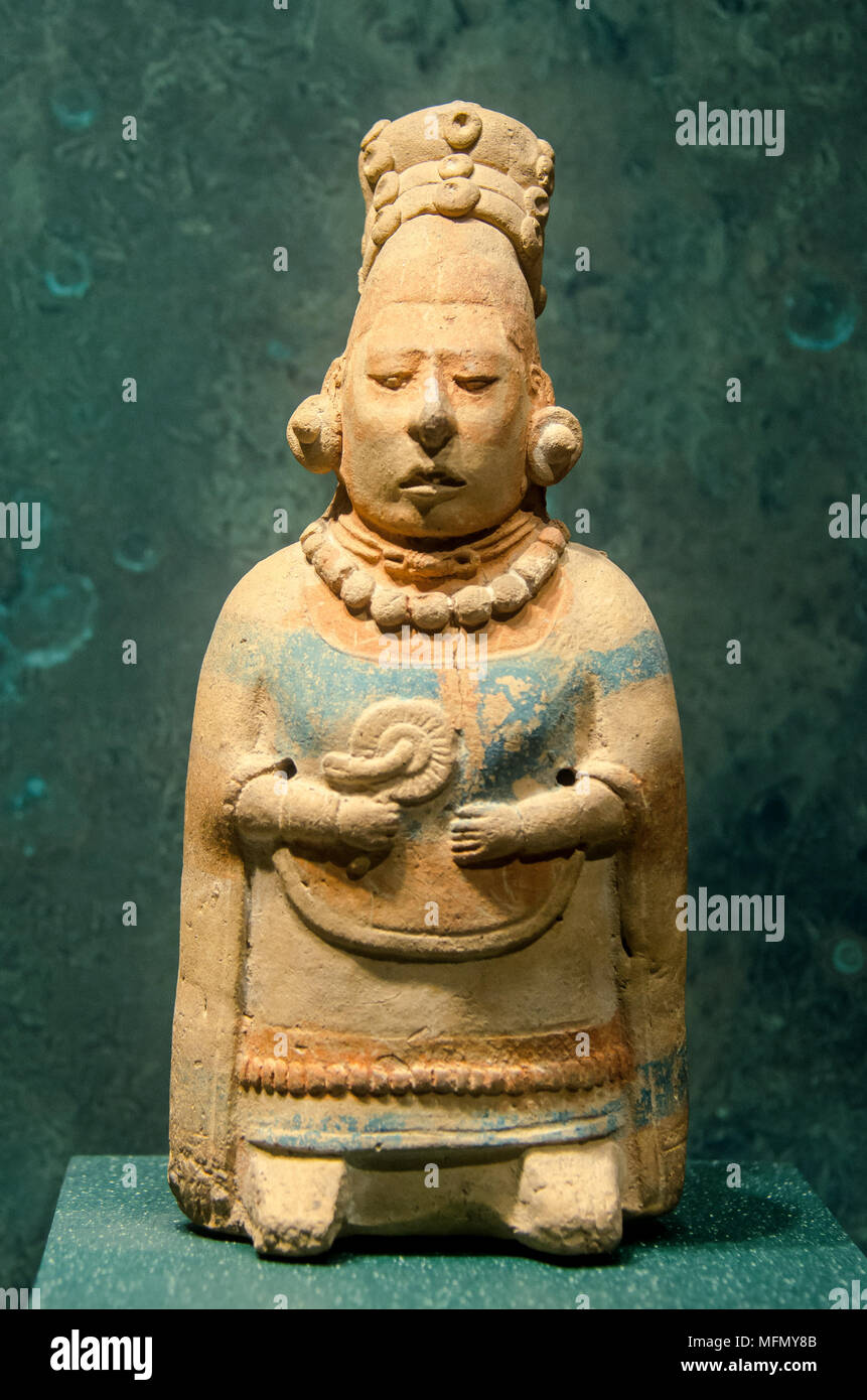 Clay sculpture handcrafted by the maya culture of the mexican isle of