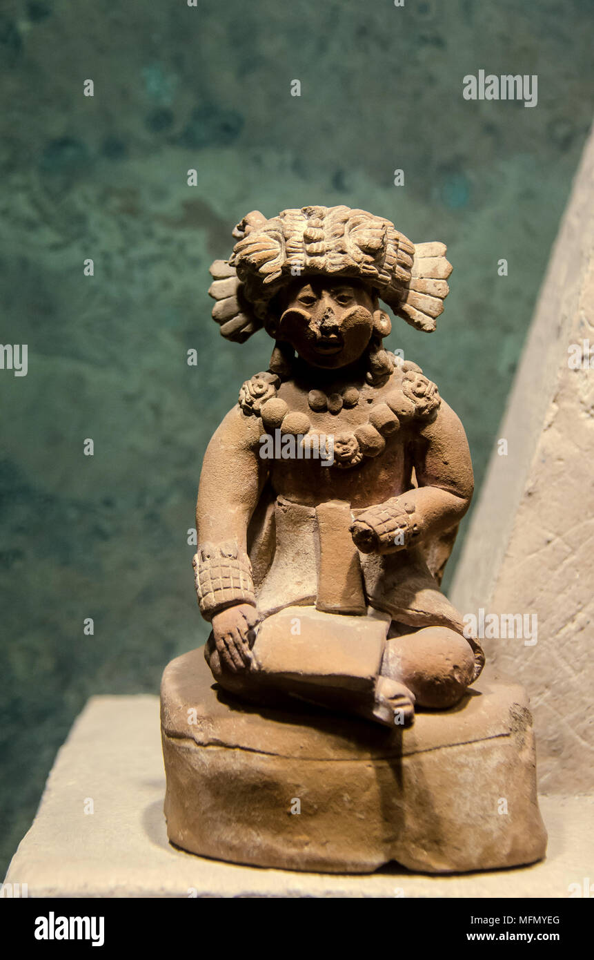 Clay sculpture handcrafted by the maya culture of the mexican isle of