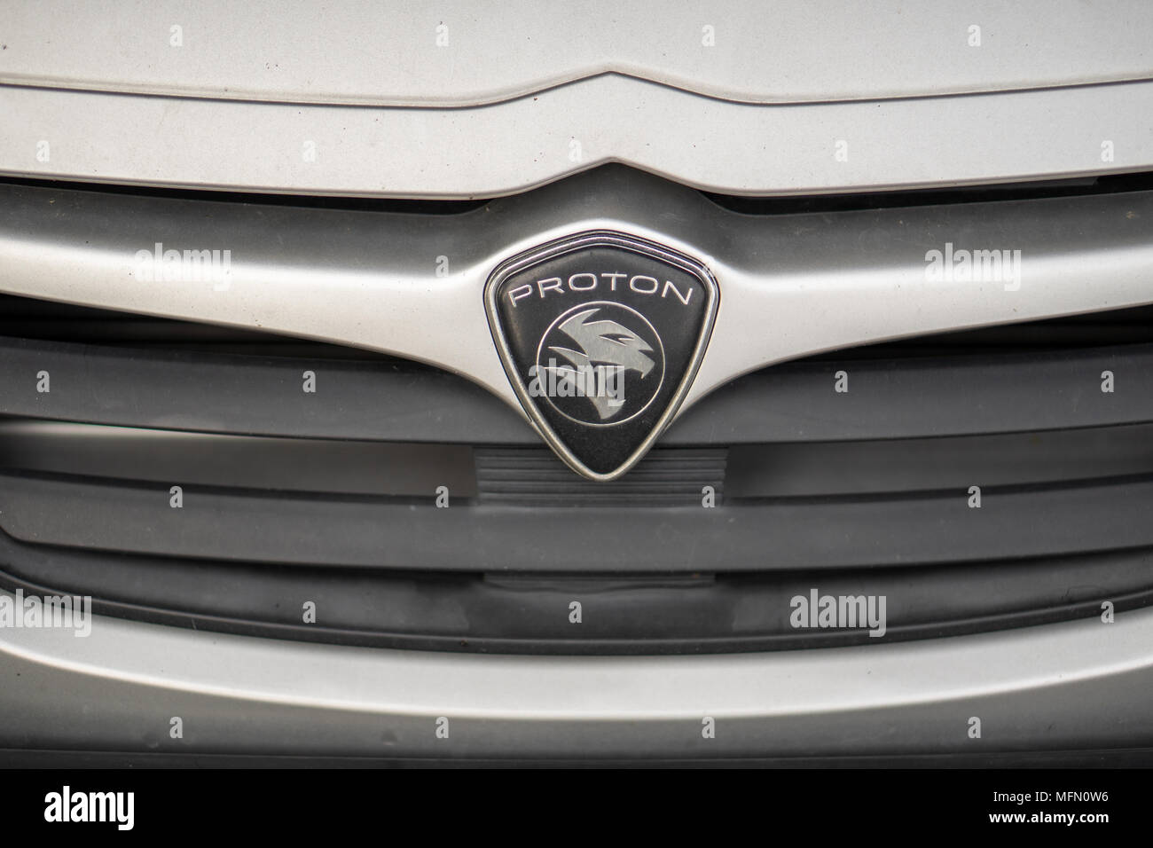 Proton Car Emblem And Brand Logo On Front Of Car Modern High Technology Car Build By One Of The Malaysian Famous Car Manufacture Stock Photo Alamy
