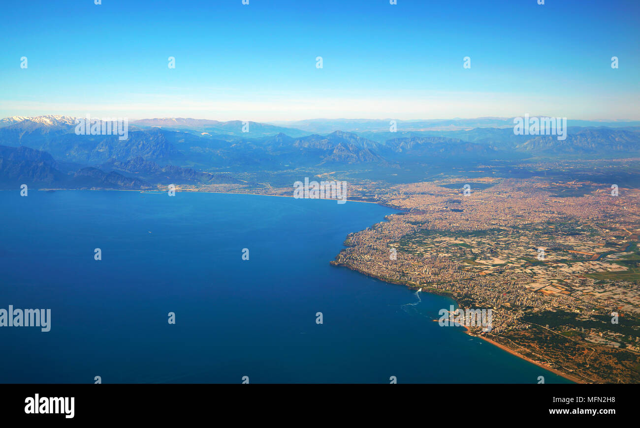 Aerial photograph of Antalya bay in Turkey Stock Photo