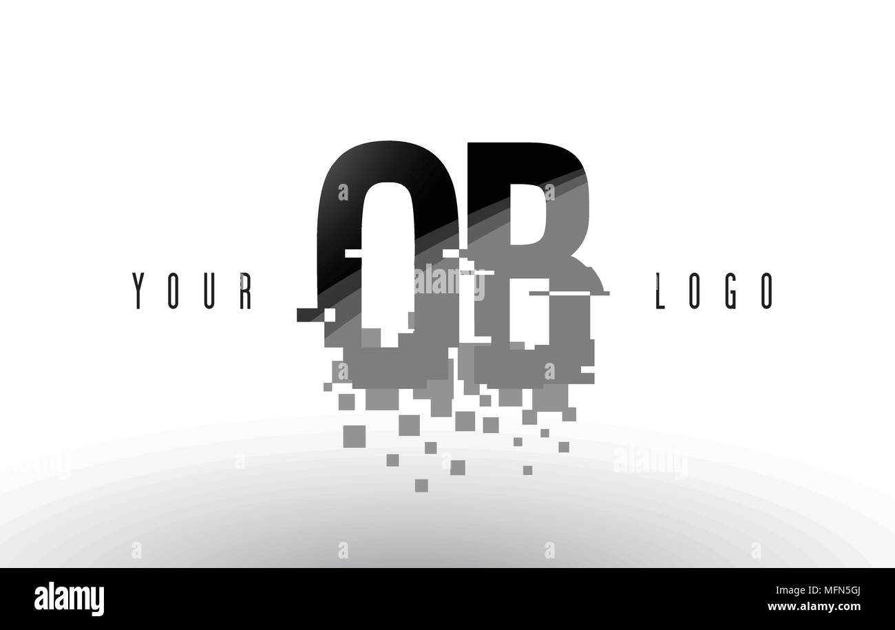 OB O B Pixel Letter Logo with Digital Shattered Black Squares. Creative ...