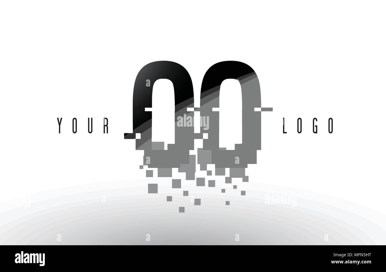 OO O Pixel Letter Logo with Digital Shattered Black Squares. Creative ...