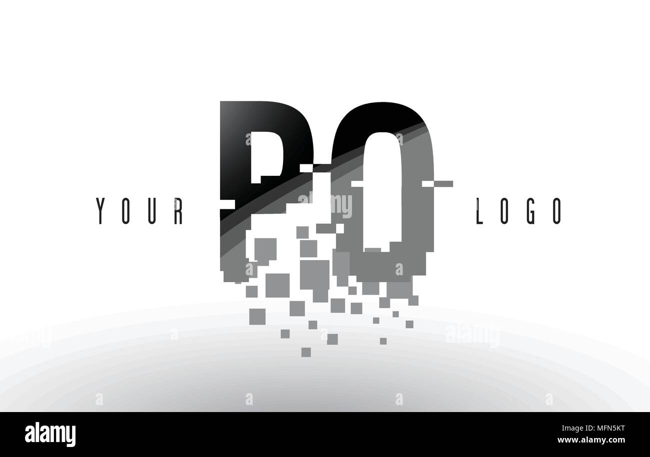 PO P O Pixel Letter Logo with Digital Shattered Black Squares. Creative ...