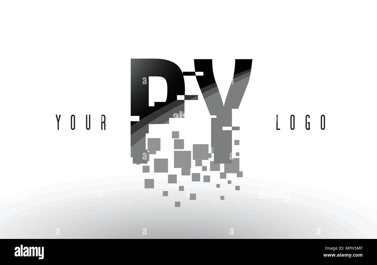 PY P Y Pixel Letter Logo with Digital Shattered Black Squares. Creative ...
