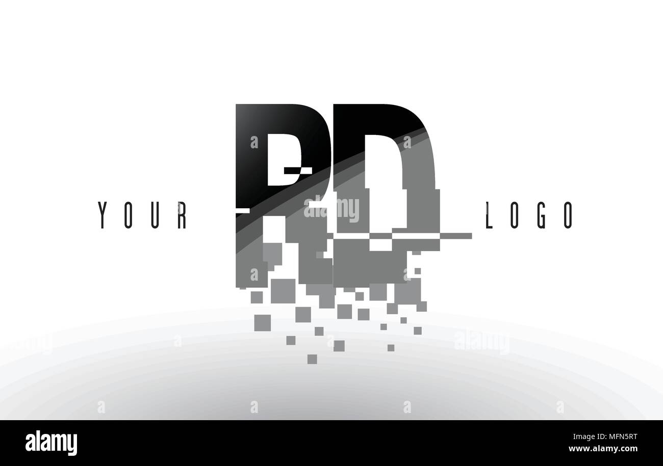 RD R D Pixel Letter Logo with Digital Shattered Black Squares. Creative ...
