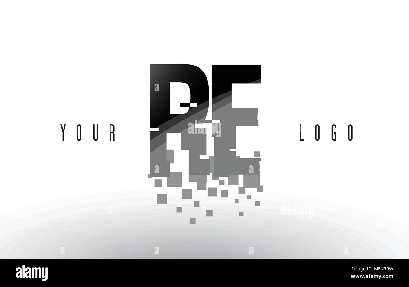 RE R E Pixel Letter Logo with Digital Shattered Black Squares. Creative ...