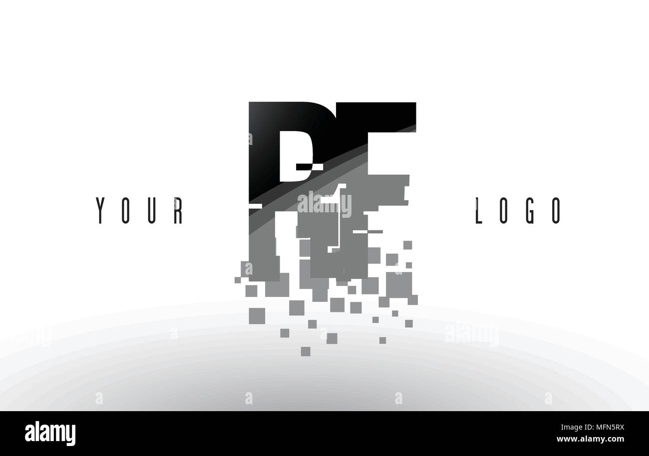 RF R F Pixel Letter Logo with Digital Shattered Black Squares. Creative ...