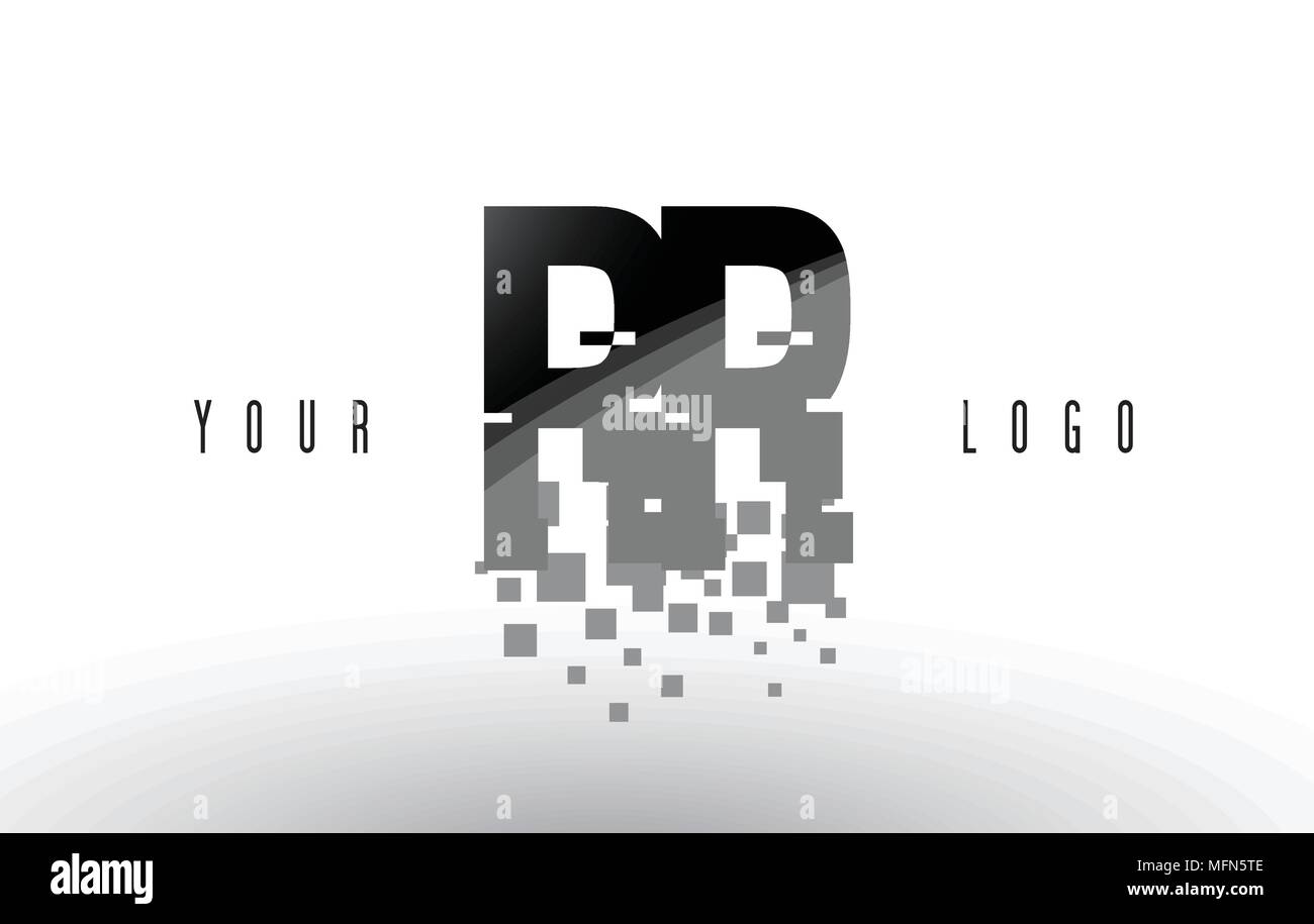 RR R Pixel Letter Logo with Digital Shattered Black Squares. Creative ...