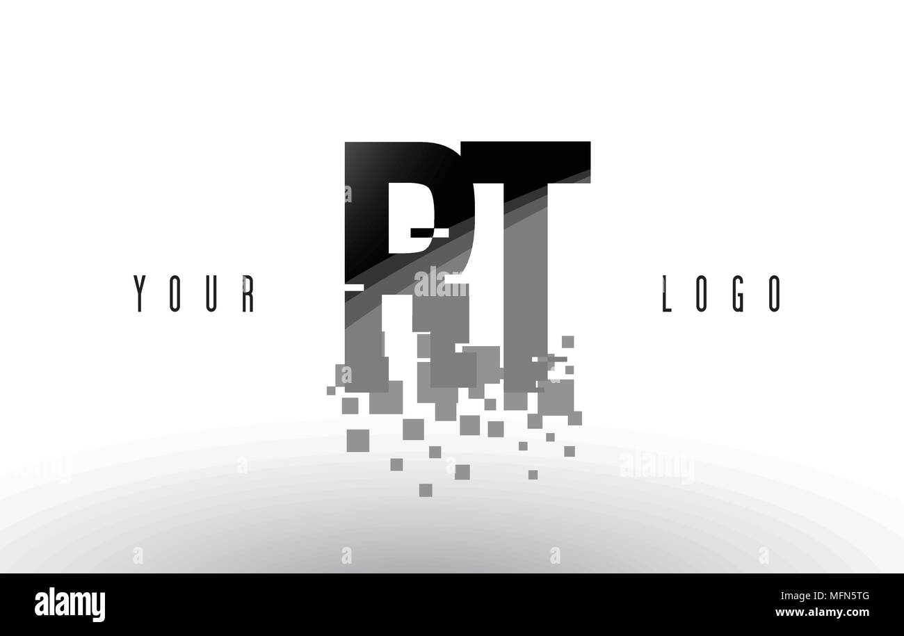 RT R T Pixel Letter Logo with Digital Shattered Black Squares. Creative ...