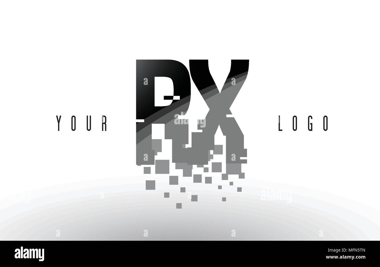 RX R X Pixel Letter Logo with Digital Shattered Black Squares. Creative ...