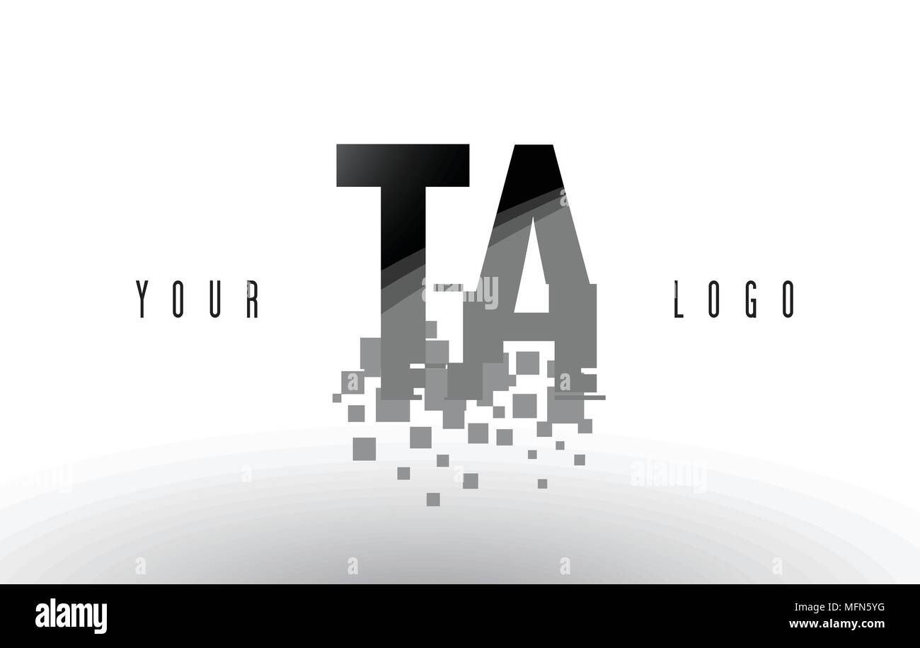 TA T A Pixel Letter Logo with Digital Shattered Black Squares. Creative ...