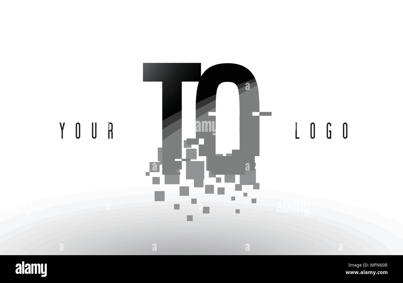 TO T O Pixel Letter Logo with Digital Shattered Black Squares. Creative ...
