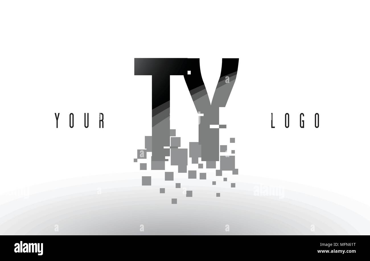 TY T Y Pixel Letter Logo with Digital Shattered Black Squares. Creative ...