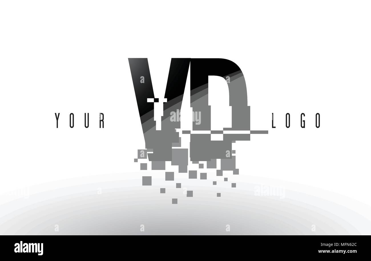 VD V D Pixel Letter Logo with Digital Shattered Black Squares. Creative ...