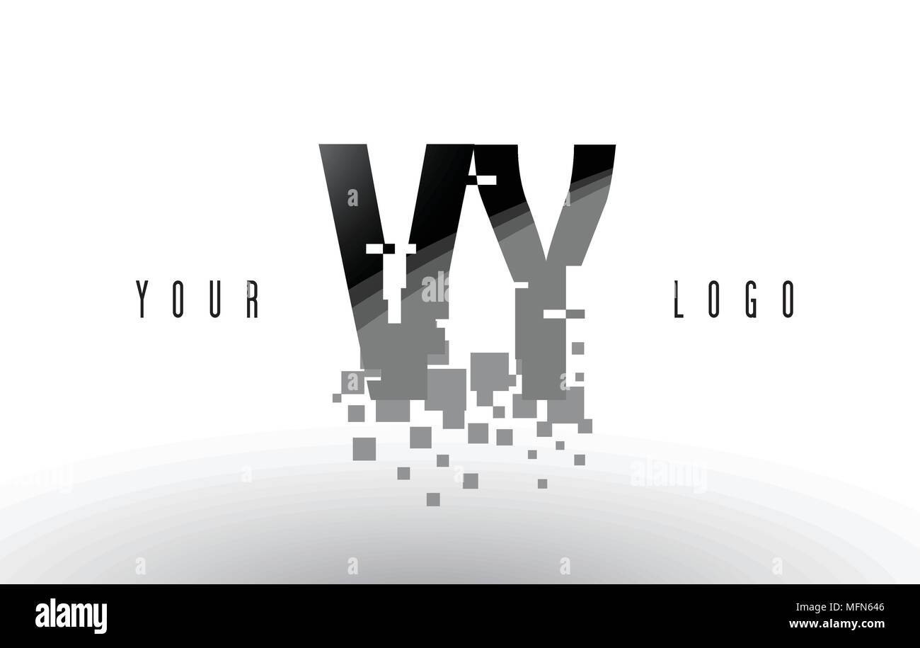 VY V Y Pixel Letter Logo with Digital Shattered Black Squares. Creative ...