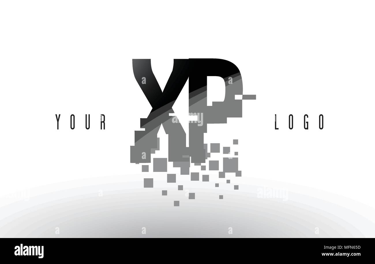 XP X P Pixel Letter Logo with Digital Shattered Black Squares. Creative ...