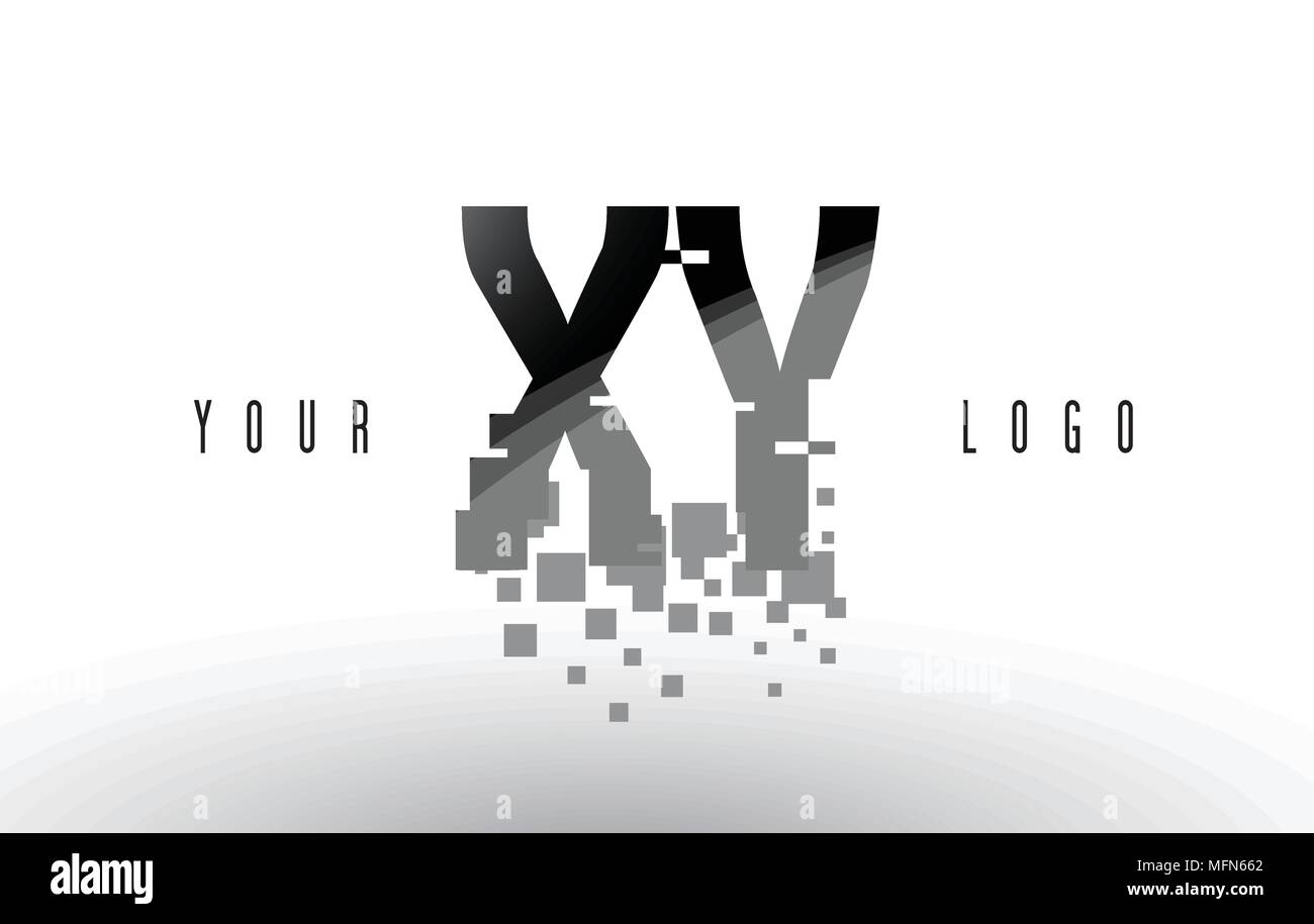 XY X Y Pixel Letter Logo with Digital Shattered Black Squares. Creative ...