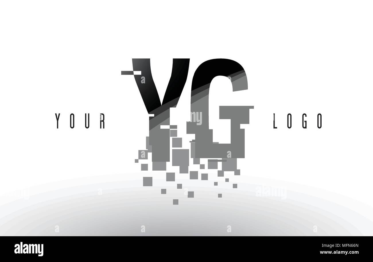 YG Y G Pixel Letter Logo with Digital Shattered Black Squares. Creative ...