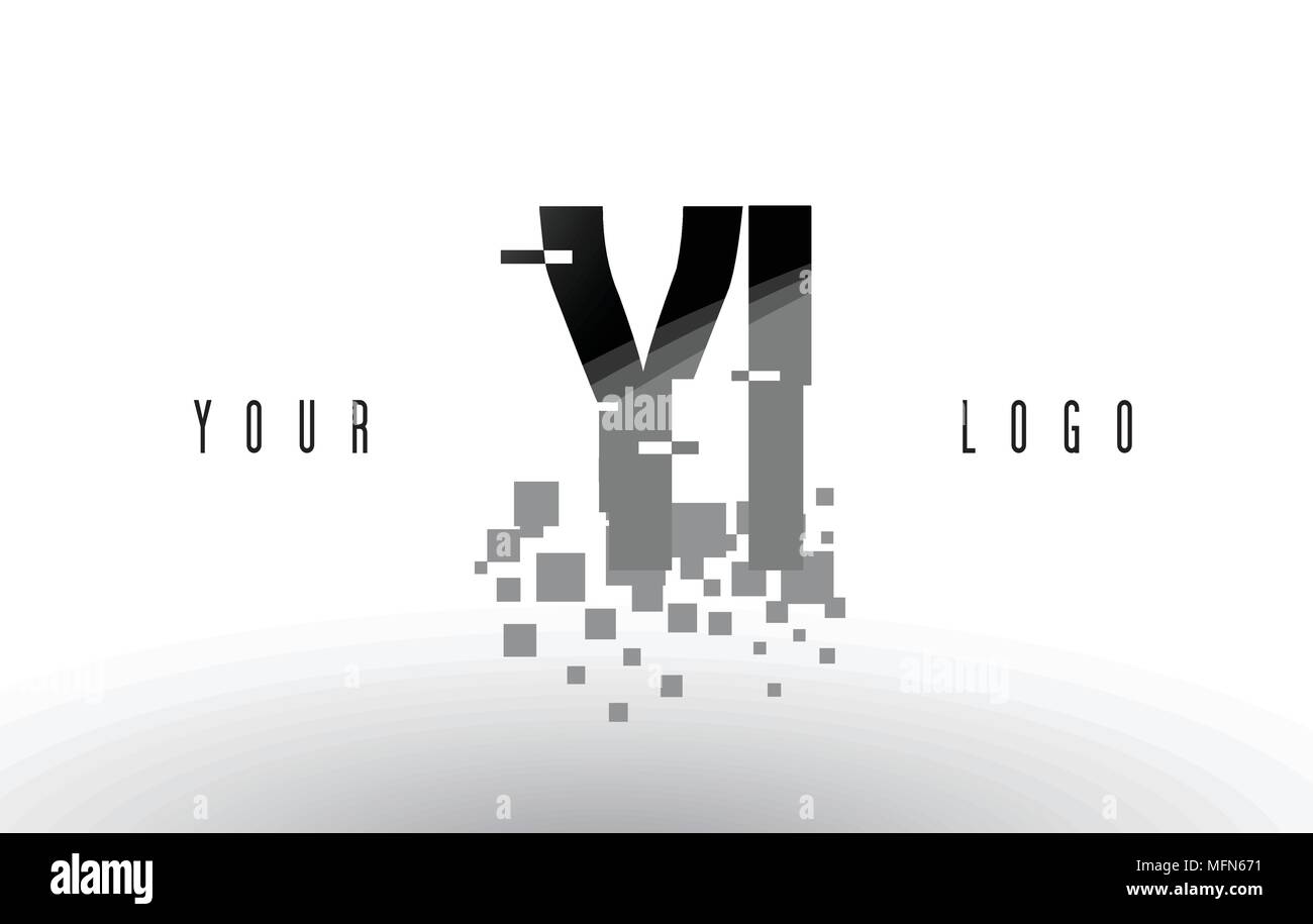 YI Y I Pixel Letter Logo with Digital Shattered Black Squares. Creative ...