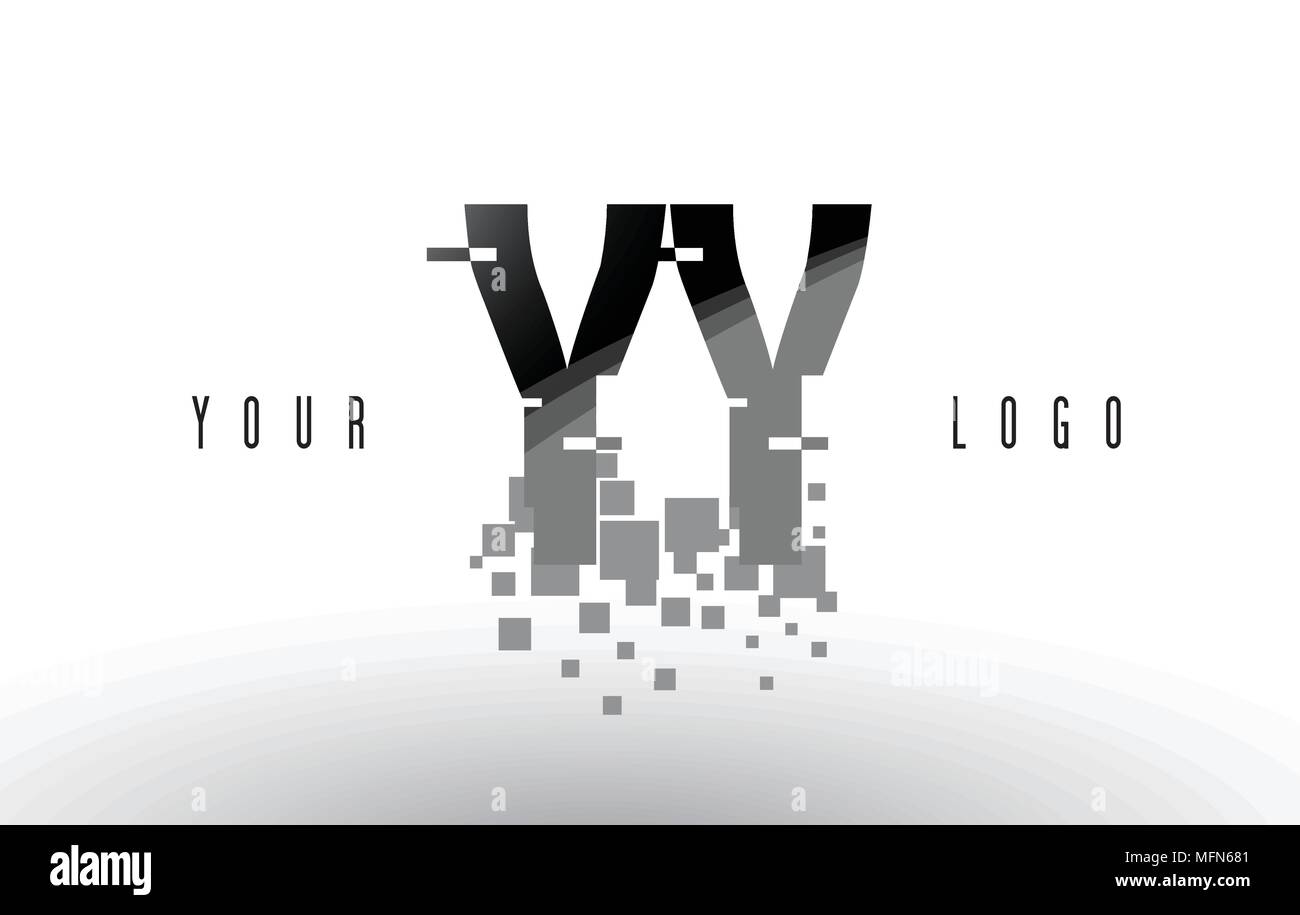 YY Y Pixel Letter Logo with Digital Shattered Black Squares. Creative ...