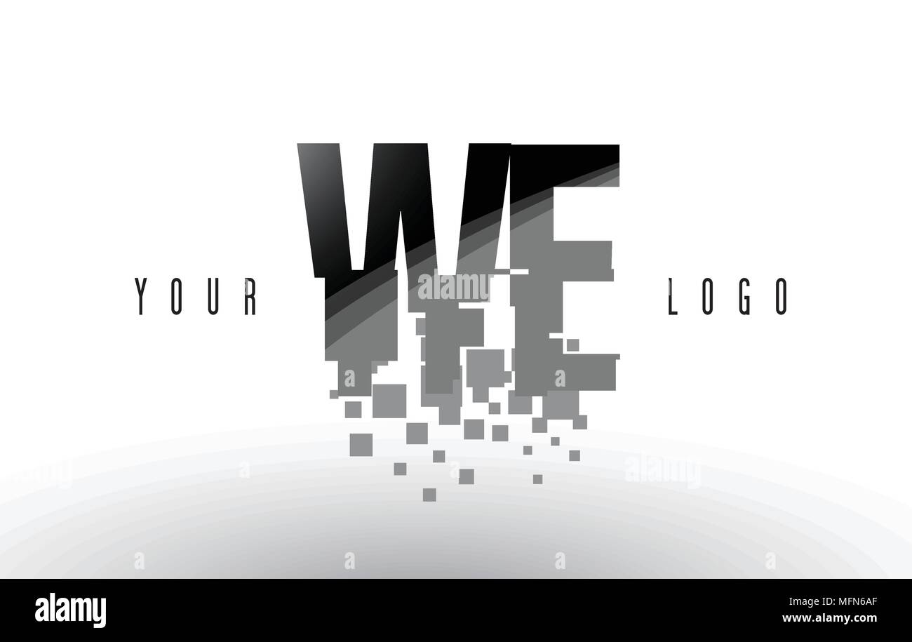WE W E Pixel Letter Logo with Digital Shattered Black Squares. Creative ...