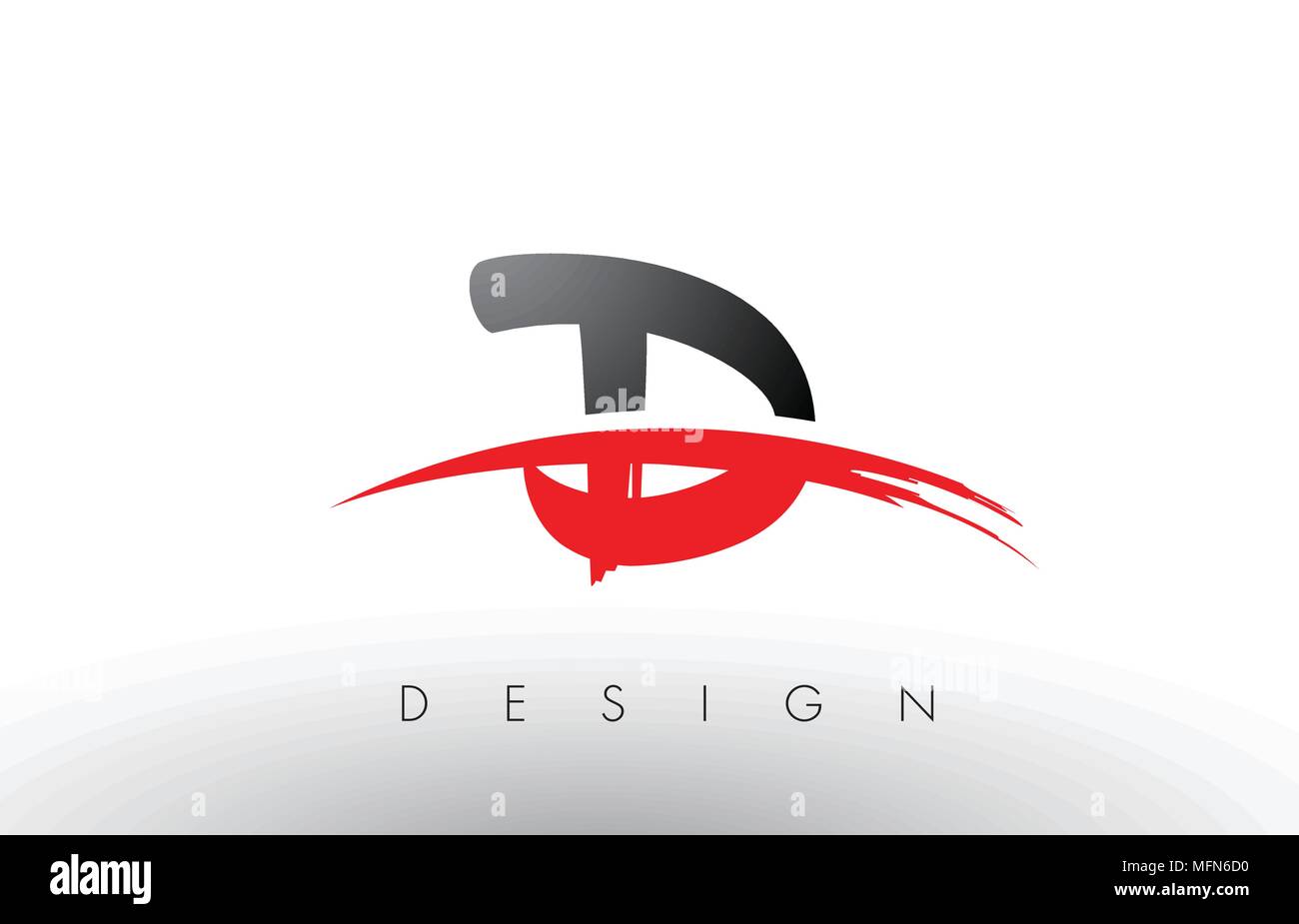 D Brush Logo Letters Design with Red and Black Colors and Brush Letter
