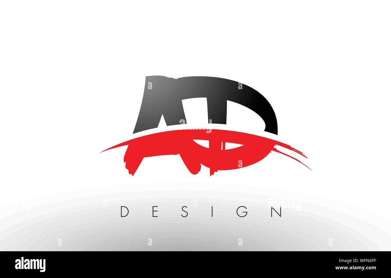 AD A D Brush Logo Letters Design with Red and Black Colors and Brush ...