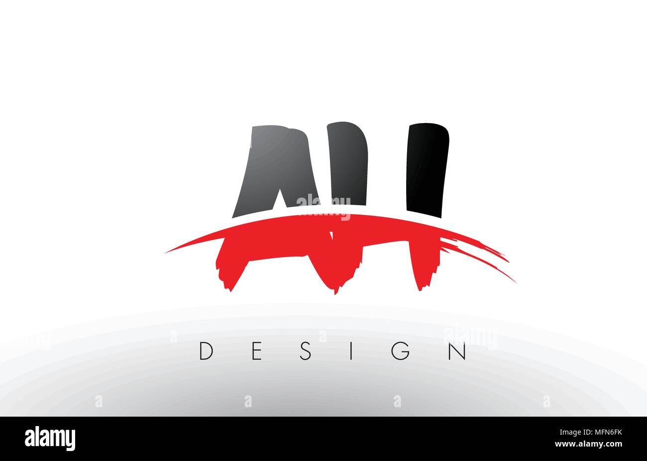 AH A H Brush Logo Letters Design with Red and Black Colors and Brush ...