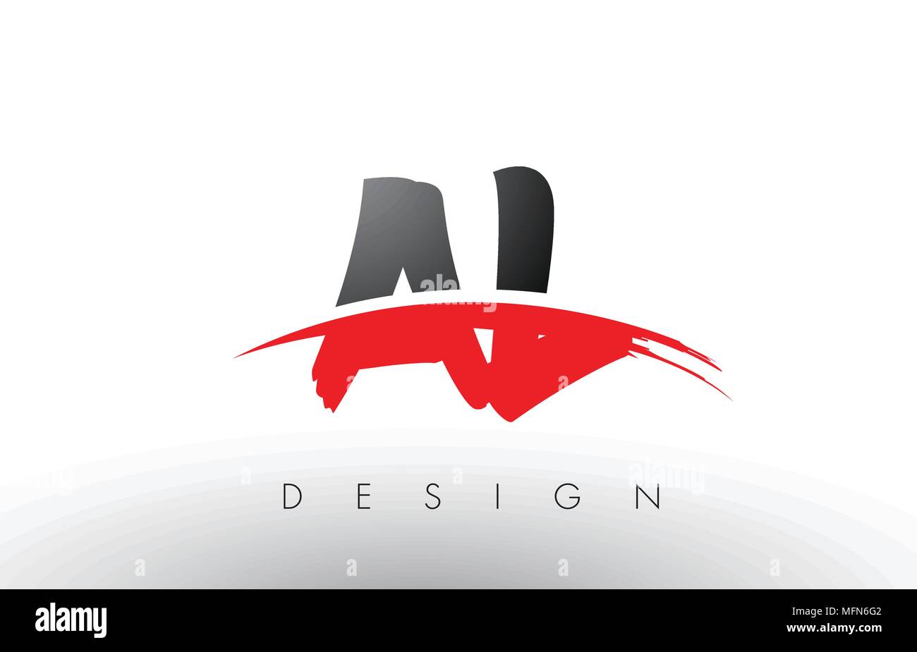 AL A L Brush Logo Letters Design with Red and Black Colors and Brush ...