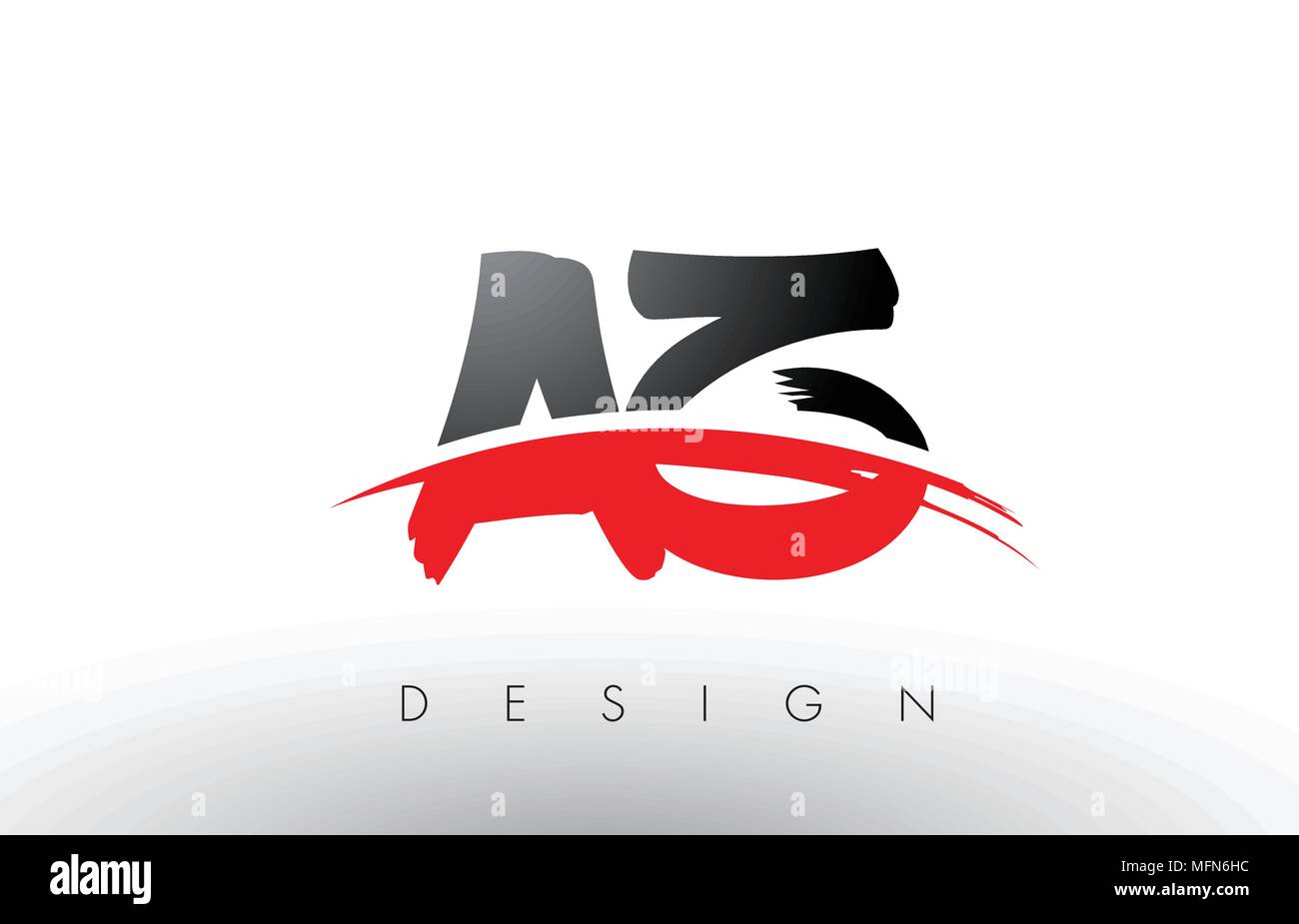 AZ A Z Brush Logo Letters Design with Red and Black Colors and Brush ...
