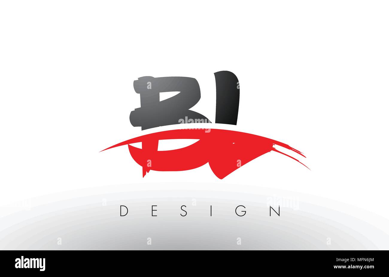 BL B L Brush Logo Letters Design with Red and Black Colors and Brush Letter Concept. Stock Vector