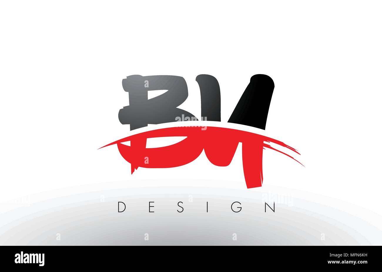 BY B Y Brush Logo Letters Design with Red and Black Colors and Brush ...