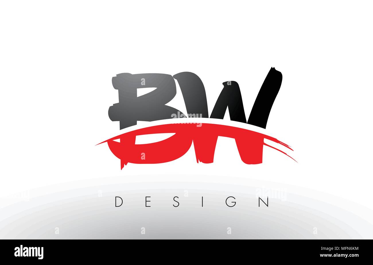 BW B W Brush Logo Letters Design with Red and Black Colors and Brush Letter  Concept Stock Vector Image & Art - Alamy