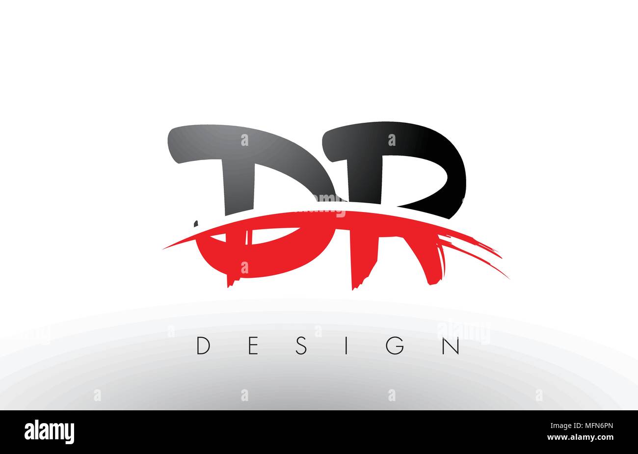 DR D R Brush Logo Letters Design with Red and Black Colors and Brush ...