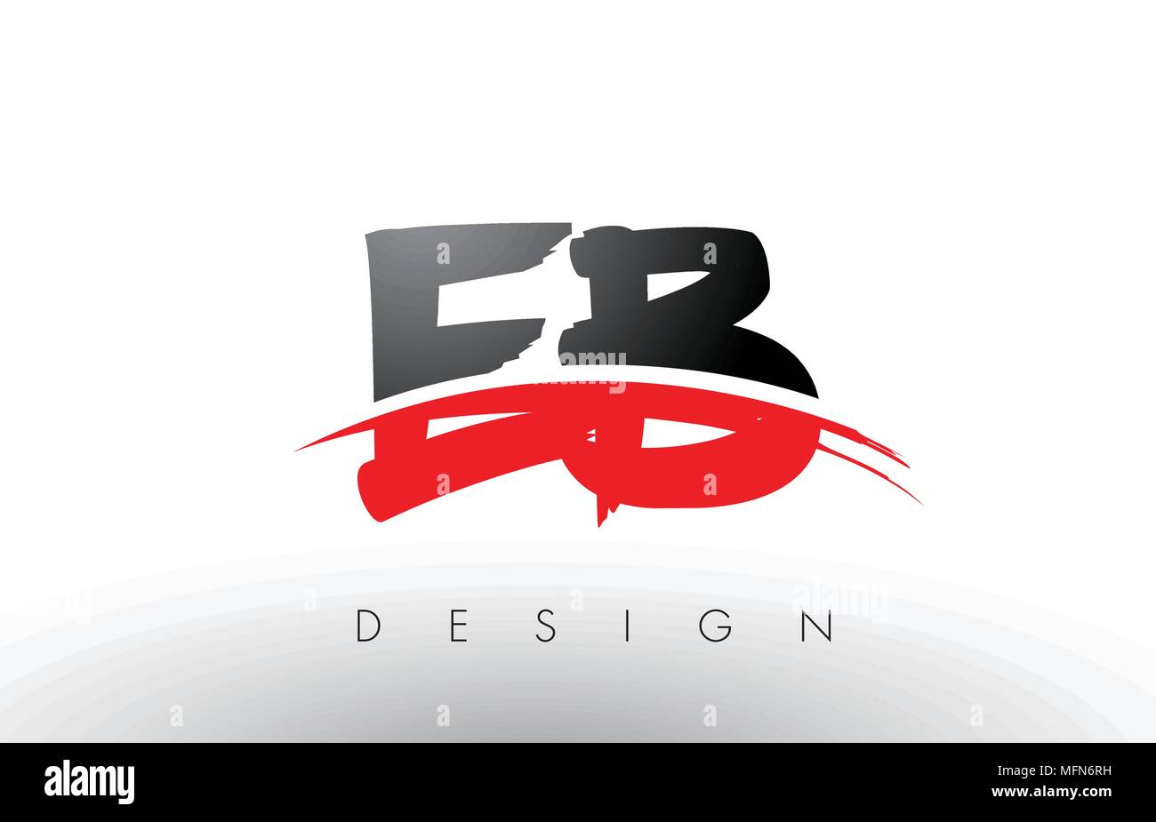 EB E B Brush Logo Letters Design with Red and Black Colors and Brush ...