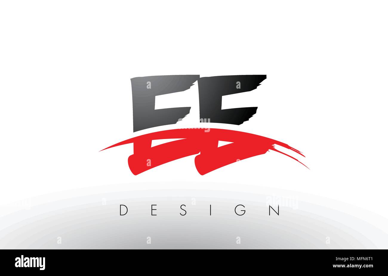 EE E E Brush Logo Letters Design with Red and Black Colors and Brush ...