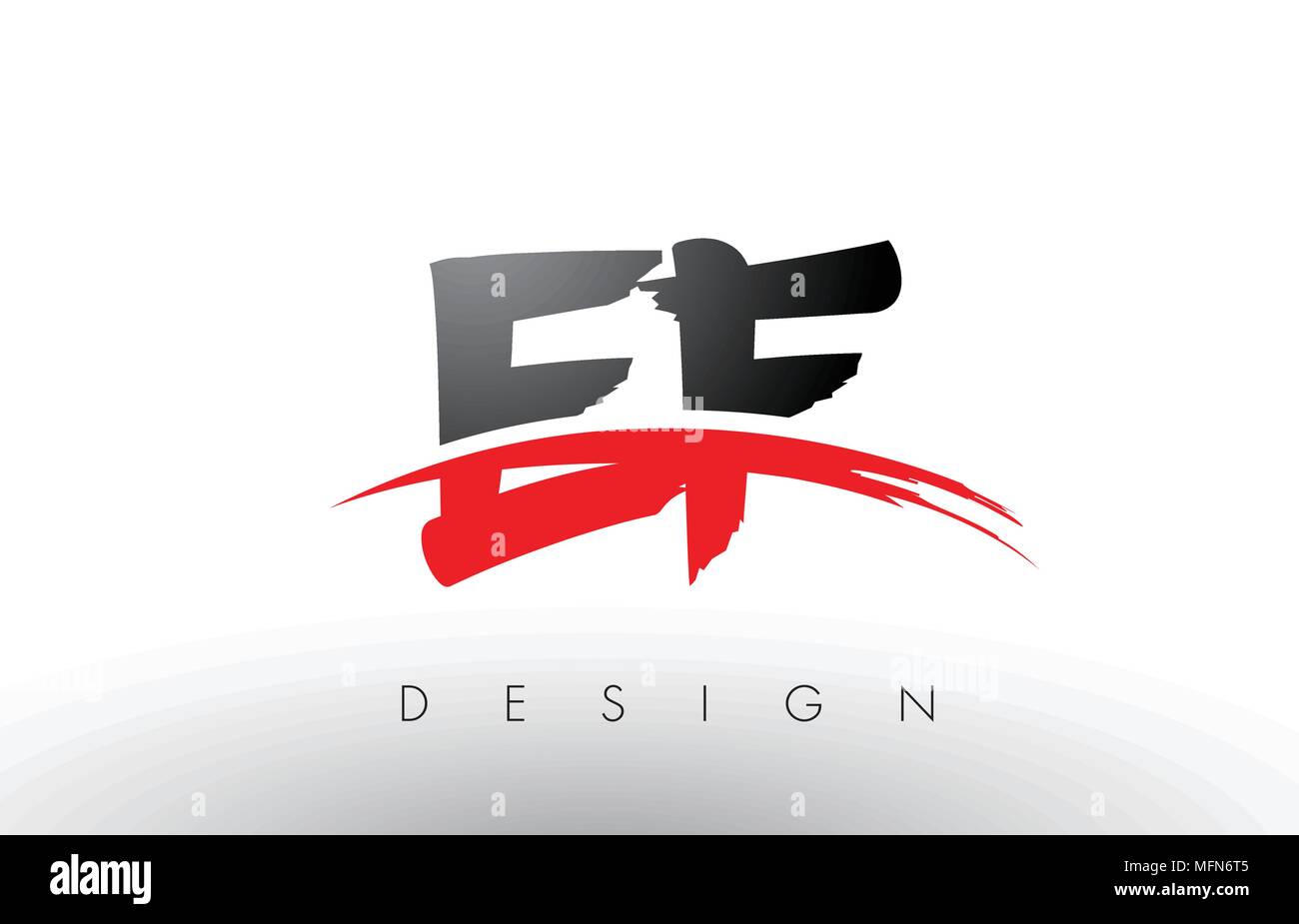 EF E F Brush Logo Letters Design with Red and Black Colors and Brush ...