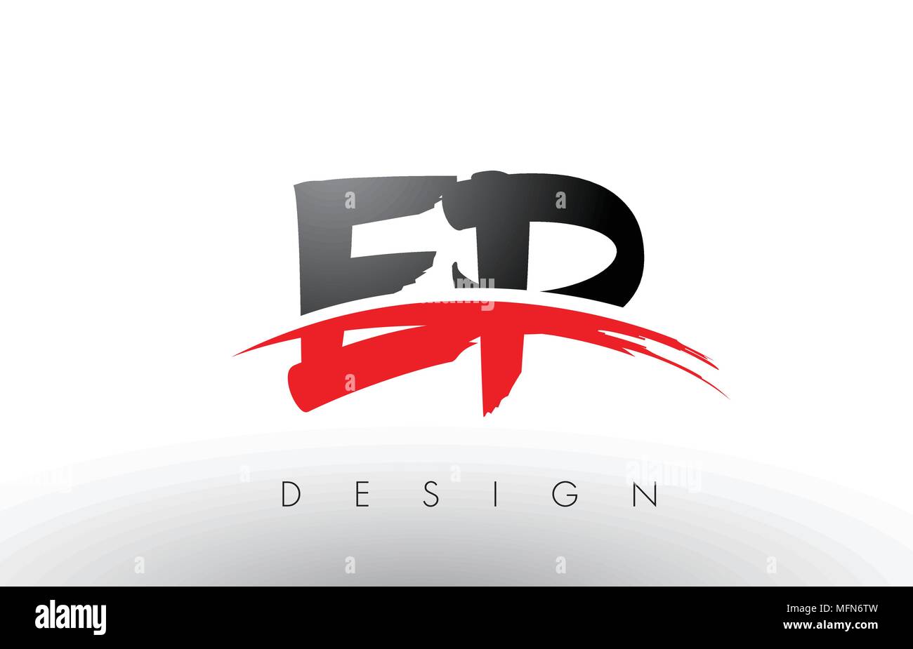 EP E P Brush Logo Letters Design with Red and Black Colors and Brush ...