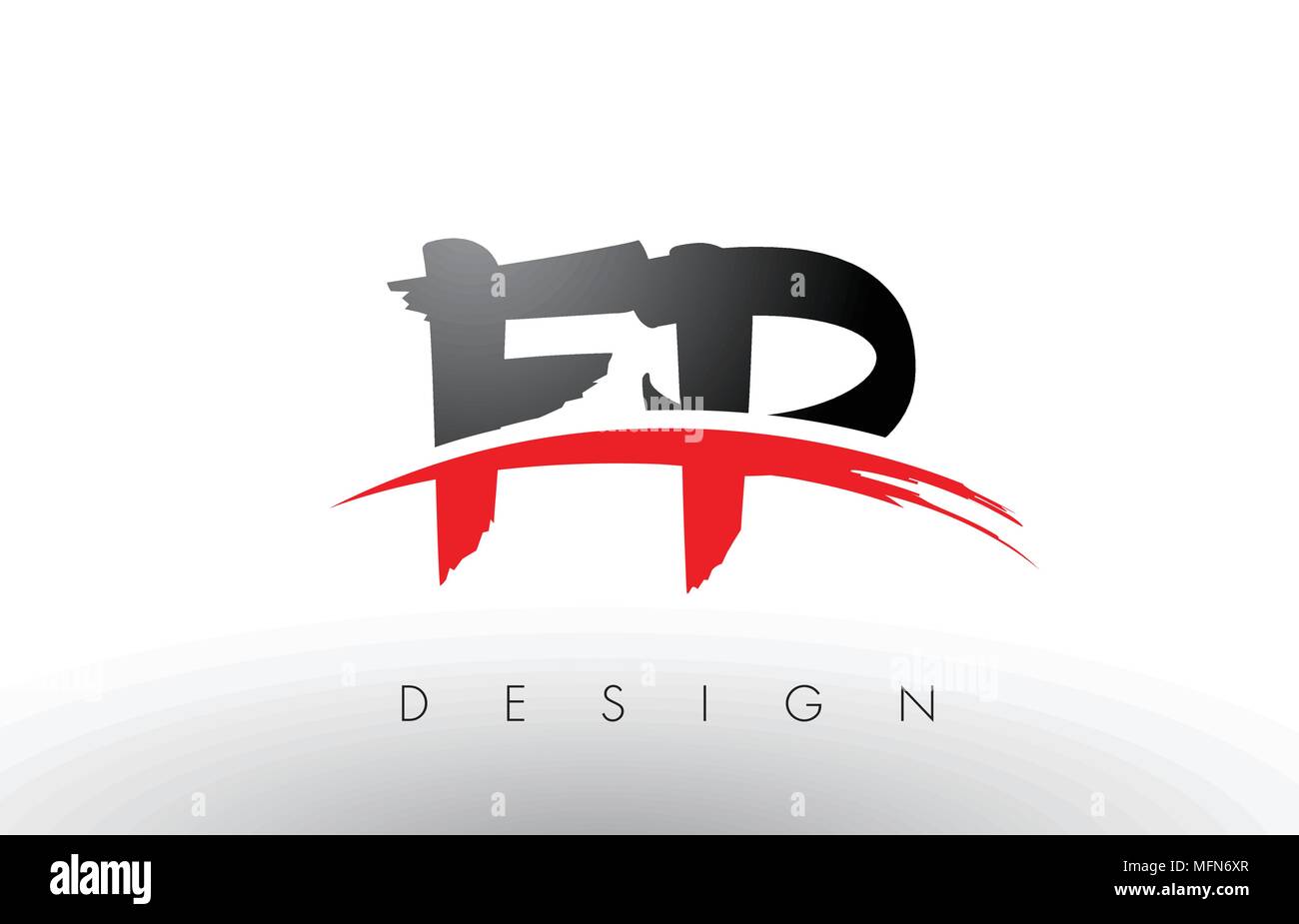 FP F P Brush Logo Letters Design with Red and Black Colors and Brush Letter Concept. Stock Vector