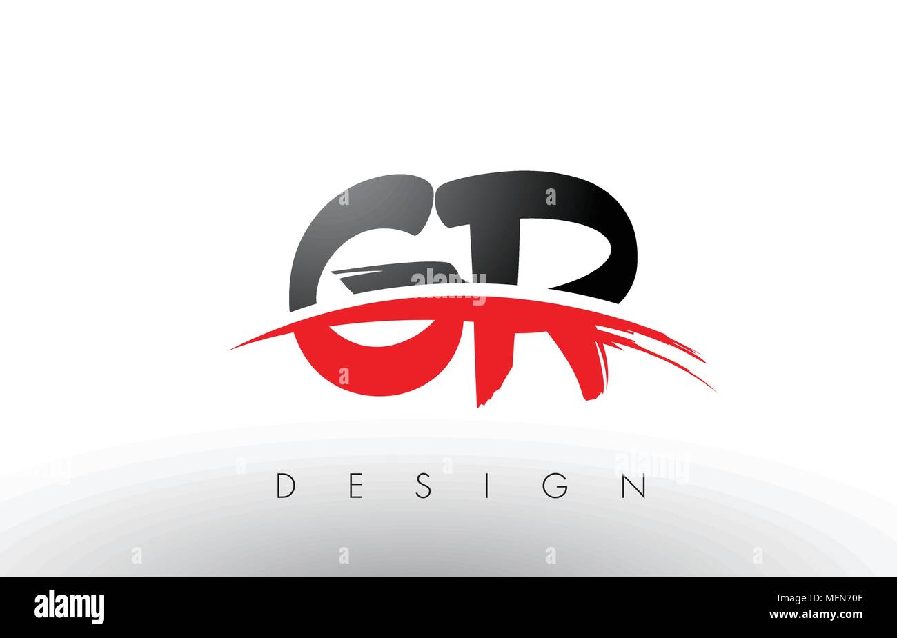 GR G R Brush Logo Letters Design with Red and Black Colors and Brush Letter Concept. Stock Vector