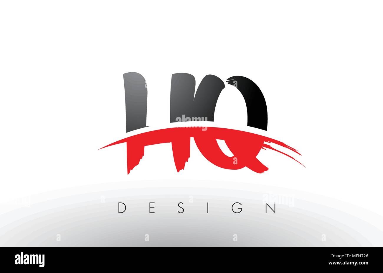 HQ H Q Brush Logo Letters Design with Red and Black Colors and Brush Letter Concept Stock Vector